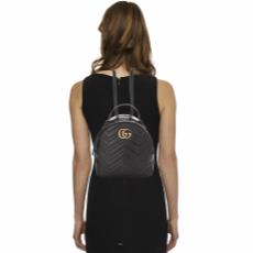 Black Leather GG Marmont Backpack, , large image number 2
