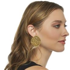 Gold Filigree 'CC' Earrings Large, , large image number 2