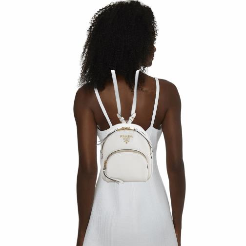 White Vitello Daino Dual Strap Backpack, , large image number 0