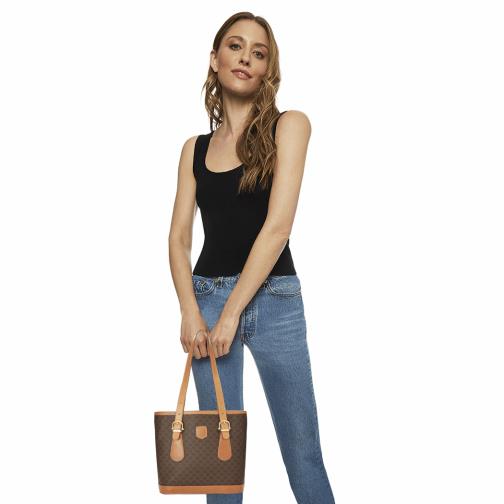 Brown Coated Canvas Macadam Bucket Bag, , large image number 0