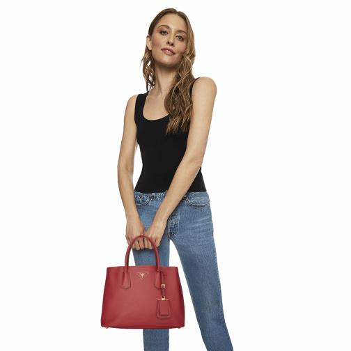 Red Saffiano Cuir Double Tote Medium, , large image number 0