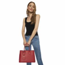 Red Saffiano Leather Double Tote Medium, , large image number 2
