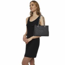 Black Quilted Caviar Grand Shopping Tote (GST), , large image number 2