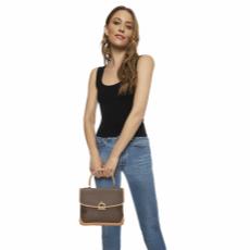 Brown Coated Canvas Macadam Handbag, , large image number 2