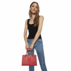 Red Calfskin Diagramme Tote, , large image number 2