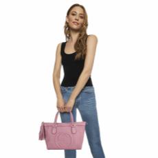 Pink Grained Leather Soho Zip Tote , , large image number 2