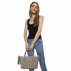 Grey Leather Soho Zip Tote, , large image number 2