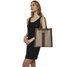 Brown Original GG Supreme Canvas Ophidia Tote Large, , large image number 2