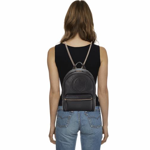 Black Leather Soho Chain Backpack, , large image number 0