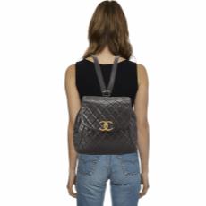 Black Quilted Lambskin Backpack Large, , large image number 2