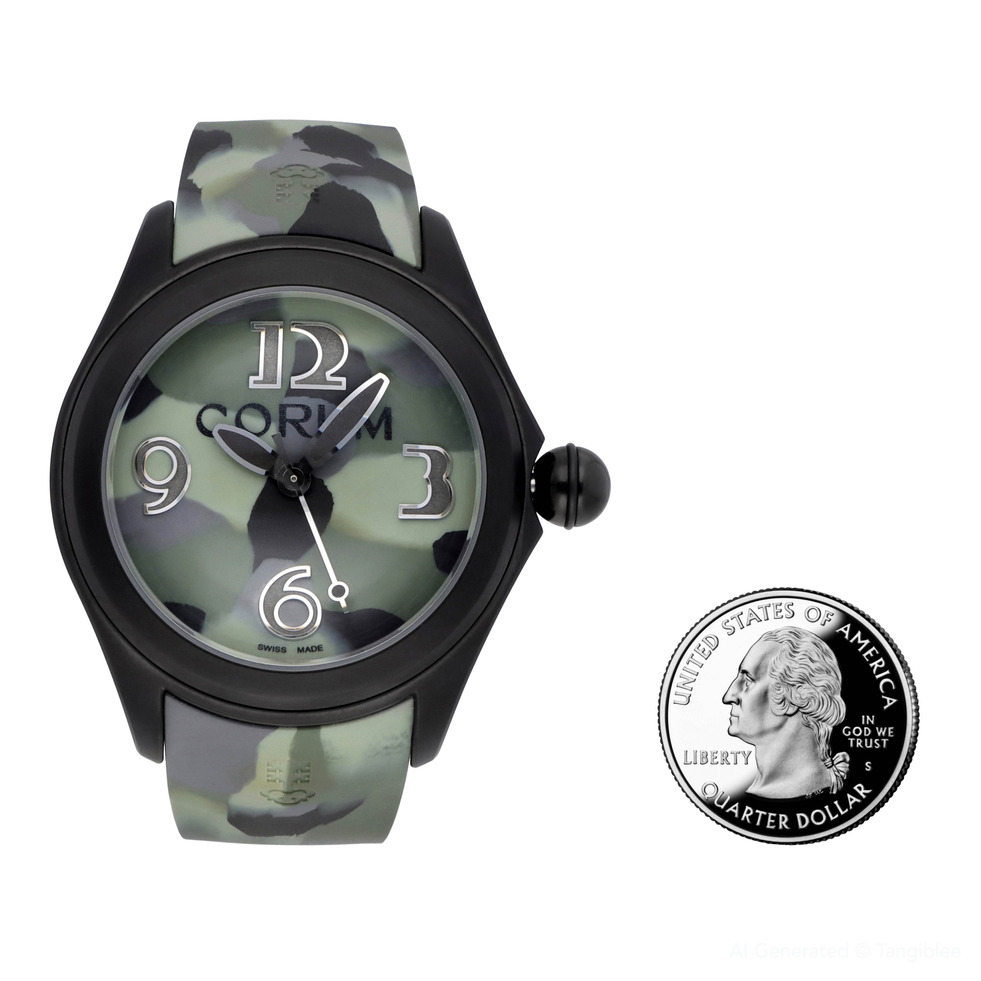 Corum Bubble Black PVD Stainless Steel 47mm Green Camouflage Automatic  Watch L082/03303