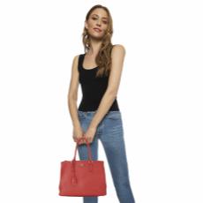 Red Calfskin Shopping Bag Medium, , large image number 2