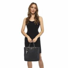 Black Vitello Daino Phenix Convertible Shopping Tote, , large image number 2