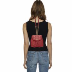 Red Leather GG Marmont Backpack Small, , large image number 2