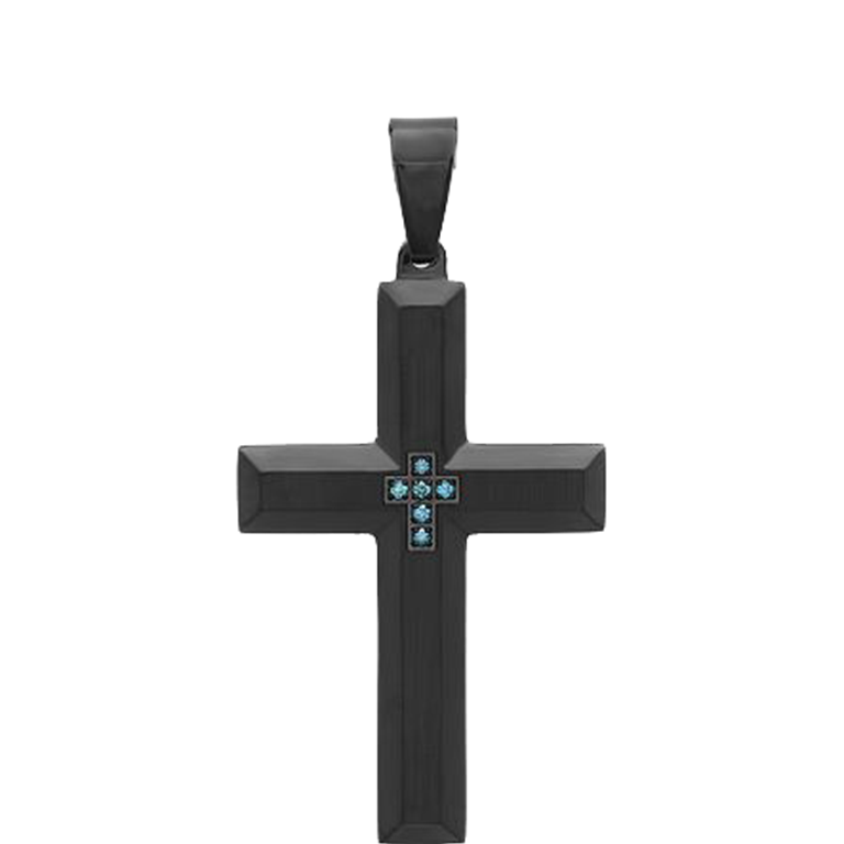 Mens blue diamond on sale cross necklace