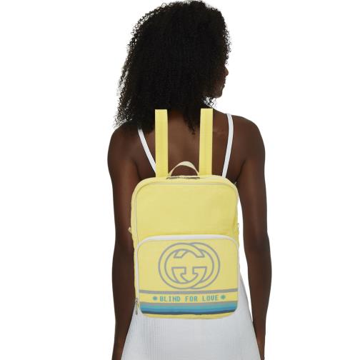 Yellow Nylon GG Backpack, , large image number 0