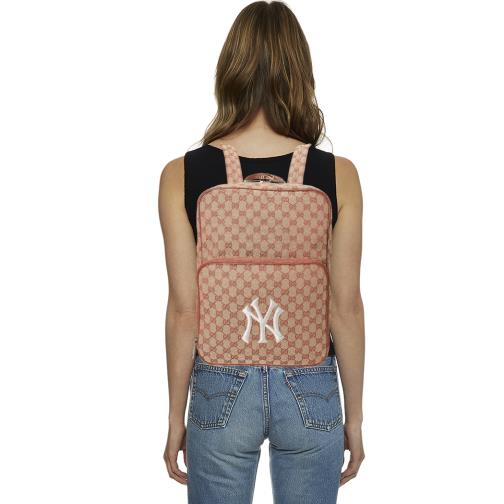 Orange GG Canvas New York Yankees Backpack image number 0