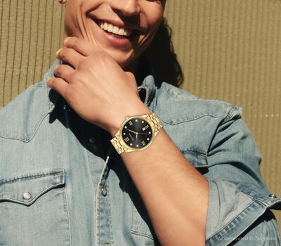 Men's Bulova Diamond Accent Gold-Tone Watch with Black Dial (Model