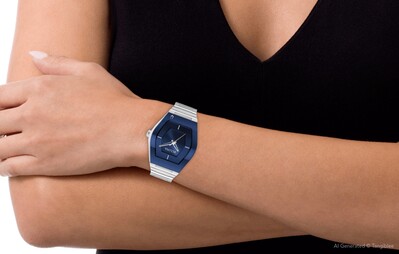 Ladies' Bulova Gemini Watch with Tonneau Dark Blue Dial (Model