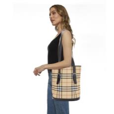 Beige House Check Canvas Bucket Tote Small, , large image number 2