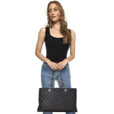 Black Quilted Caviar Grand Shopping Tote (GST) XL , , large image number 2