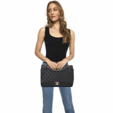 Black Quilted Caviar New Classic Double Flap Maxi, , large image number 2