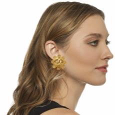 Gold 'CC' Squiggle Border Earrings , , large image number 2