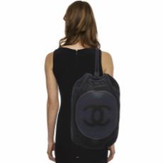 Black Terry Cloth Drawstring Beach Backpack , , large image number 2