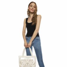 White Vinyl 3 'CC' Tote Small, , large image number 2