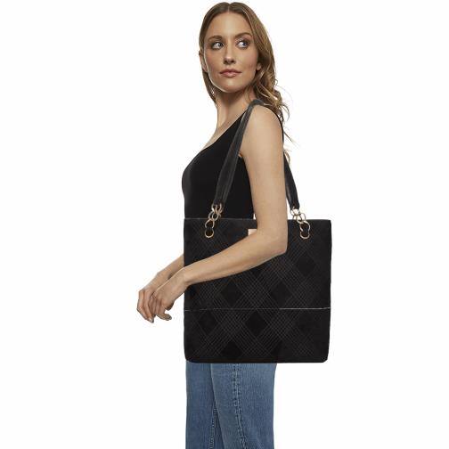 Black Quilted Suede Tote, , large image number 0
