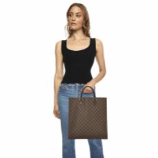 Louis Vuitton Sac Plat Bag Damier Checkerboard Leather XS Black 22526227