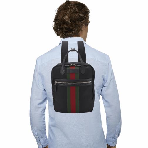 Black Techno Canvas Web Backpack, , large image number 0