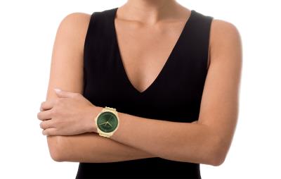 Calvin Klein Gold-Tone IP Watch with Green Dial (Model: 25200229) | Zales