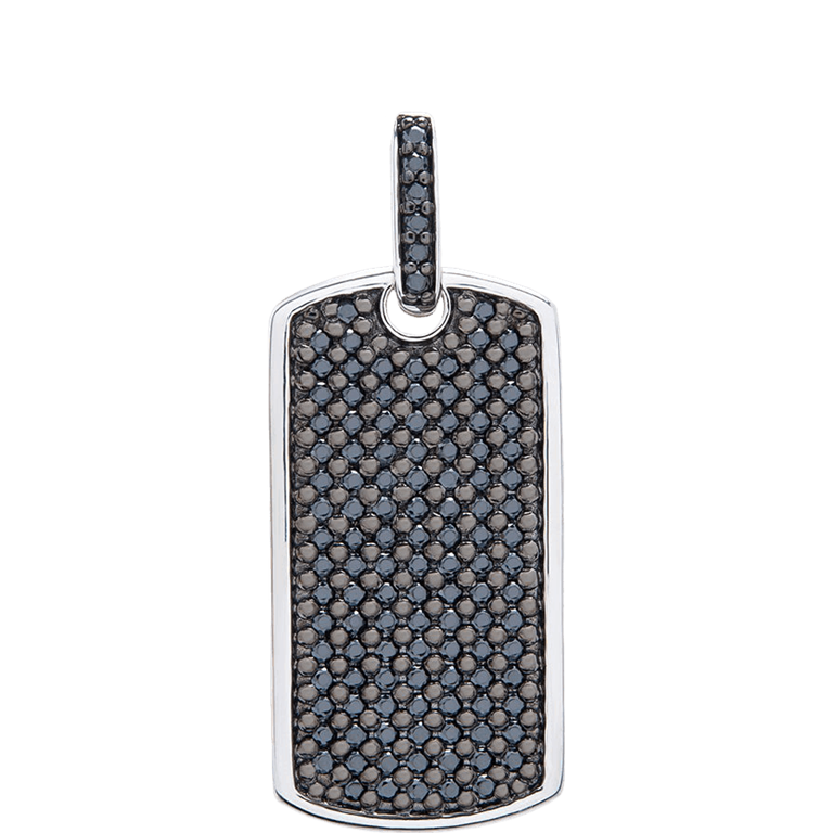 0.27 CT. T.W. Diamond Dog Tag Pendant in Sterling Silver