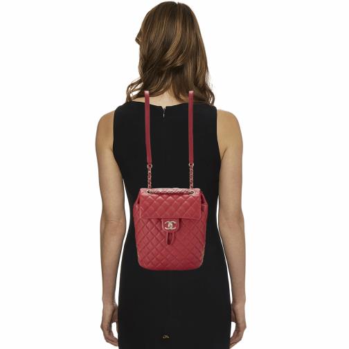 Red Quilted Lambskin Urban Spirit Backpack Small, , large image number 0