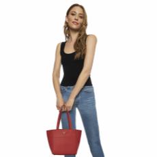 Red Vitello Daino Tote Small, , large image number 2