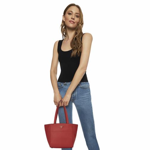 Red Vitello Daino Tote Small, , large image number 0