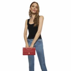 Red Quilted Lambskin Classic Double Flap Medium, , large image number 2