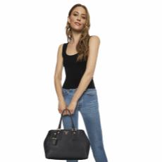 Black Vitello Daino Shopping Bag, , large image number 2