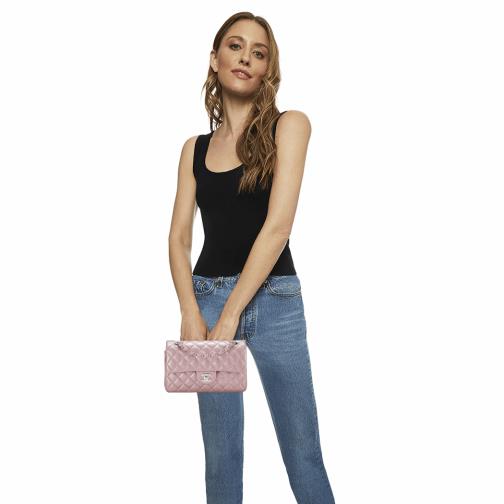 Pink Quilted Lambskin Classic Double Flap Small, , large image number 0