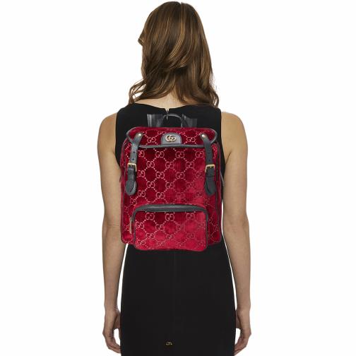 Red GG Velvet Backpack Small, , large image number 0