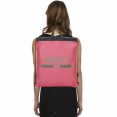 Pink Leather Logo Drawstring Backpack Large, , large image number 2