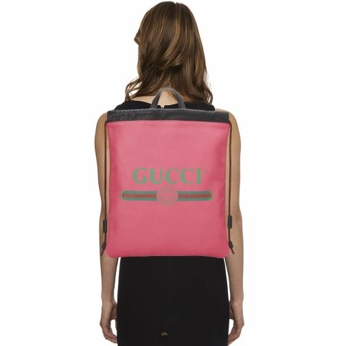 Pink Leather Logo Drawstring Backpack Large, , large image number 0