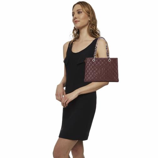 Burgundy Quilted Caviar Grand Shopping Tote (GST), , large image number 0