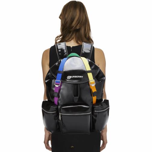 Black Coated Canvas Rainbow Backpack, , large image number 0