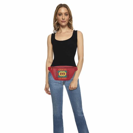Red Leather Logo Print Belt Bag , , large image number 0