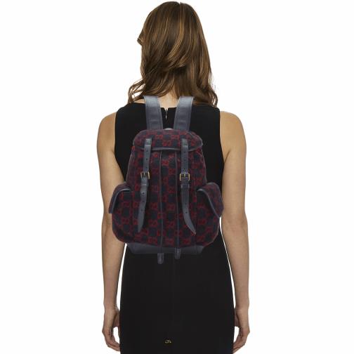 Gucci Navy & Red Original GG Wool Backpack QFB04G4IMB002