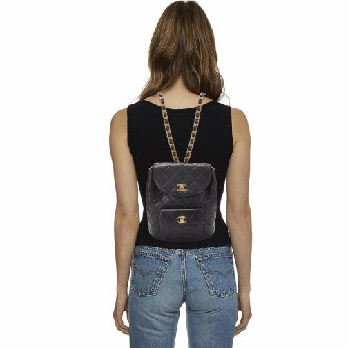 Chanel Chanel Matelasse Chain Backpack Rucksack Leather Black Vintage Gold  Metal Fittings Duma
