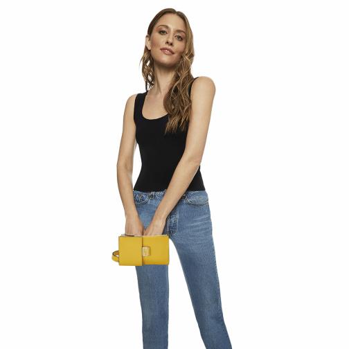 Yellow Leather Waist Pouch, , large image number 0
