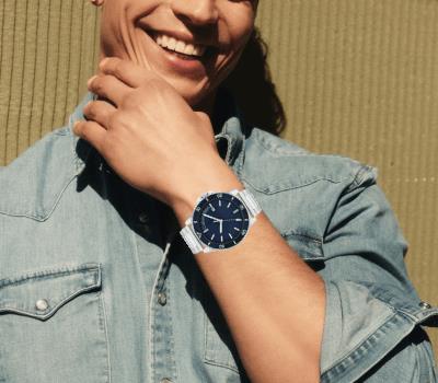 Men\'s Calvin Klein Aqueous Watch with Dark Blue Dial (Model: 25200385) |  Zales